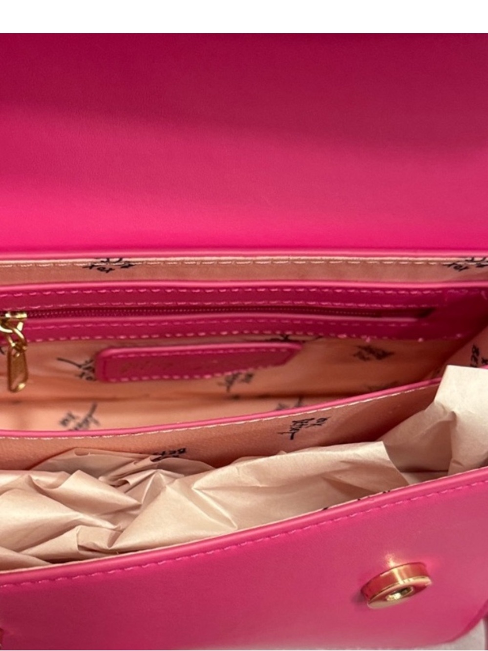 BETSEY Johnson MYLO PINK SEQUIN satchel CROSSBODY BAG pink teddy BEAR bag CHARM - Picture 6 of 13